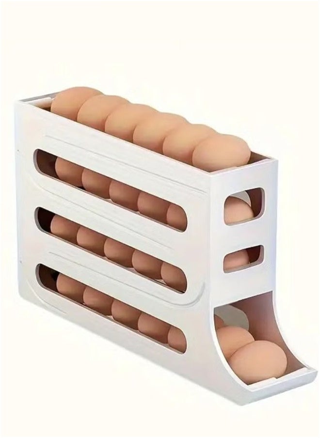 Bukela Egg Holder for Fridge, 4 Tiers Auto Rolling Fridge Egg Organizer, Space-Saving Egg Dispenser Holder, 30 Eggs Fridge Egg Rack Large Capacity Egg Dispenser for Refrigerator  - Image 1