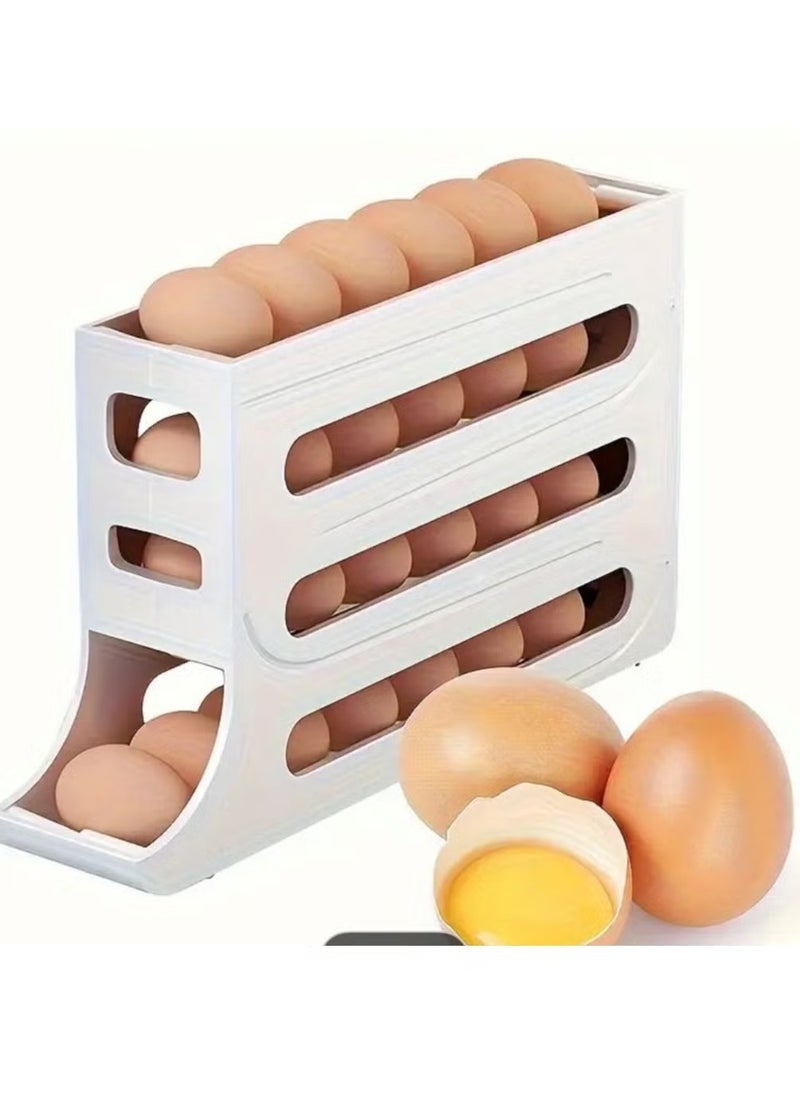 Bukela Egg Holder for Fridge, 4 Tiers Auto Rolling Fridge Egg Organizer, Space-Saving Egg Dispenser Holder, 30 Eggs Fridge Egg Rack Large Capacity Egg Dispenser for Refrigerator  - Image 4