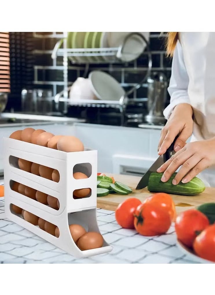 Bukela Egg Holder for Fridge, 4 Tiers Auto Rolling Fridge Egg Organizer, Space-Saving Egg Dispenser Holder, 30 Eggs Fridge Egg Rack Large Capacity Egg Dispenser for Refrigerator  - Image 3