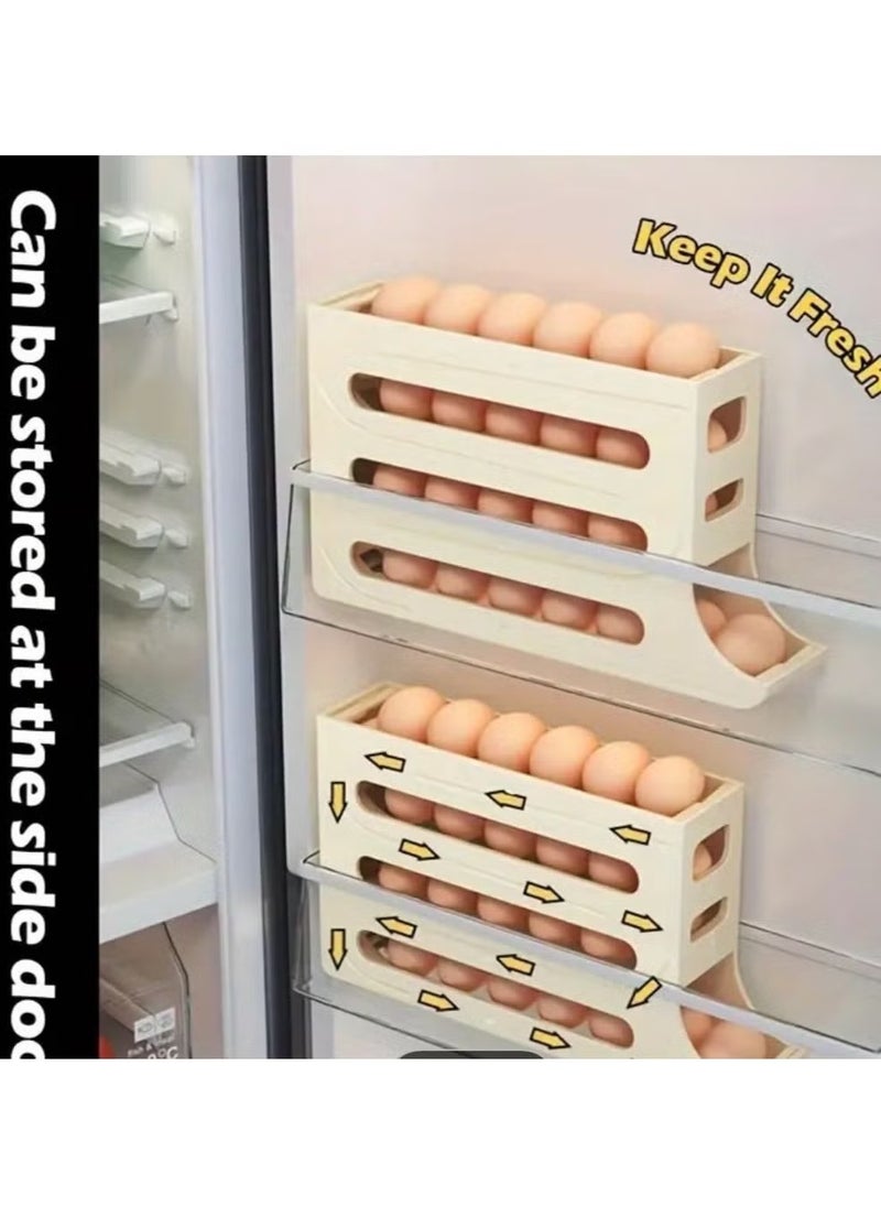 Bukela - Egg Holder for Fridge, 4 Tiers Auto Rolling Fridge Egg Organizer, Space-Saving Egg Dispenser Holder, 30 Eggs Fridge Egg Rack Large Capacity Egg Dispenser for Refrigerator - Image 1