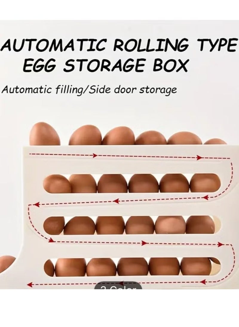Bukela - Egg Holder for Fridge, 4 Tiers Auto Rolling Fridge Egg Organizer, Space-Saving Egg Dispenser Holder, 30 Eggs Fridge Egg Rack Large Capacity Egg Dispenser for Refrigerator - Image 1