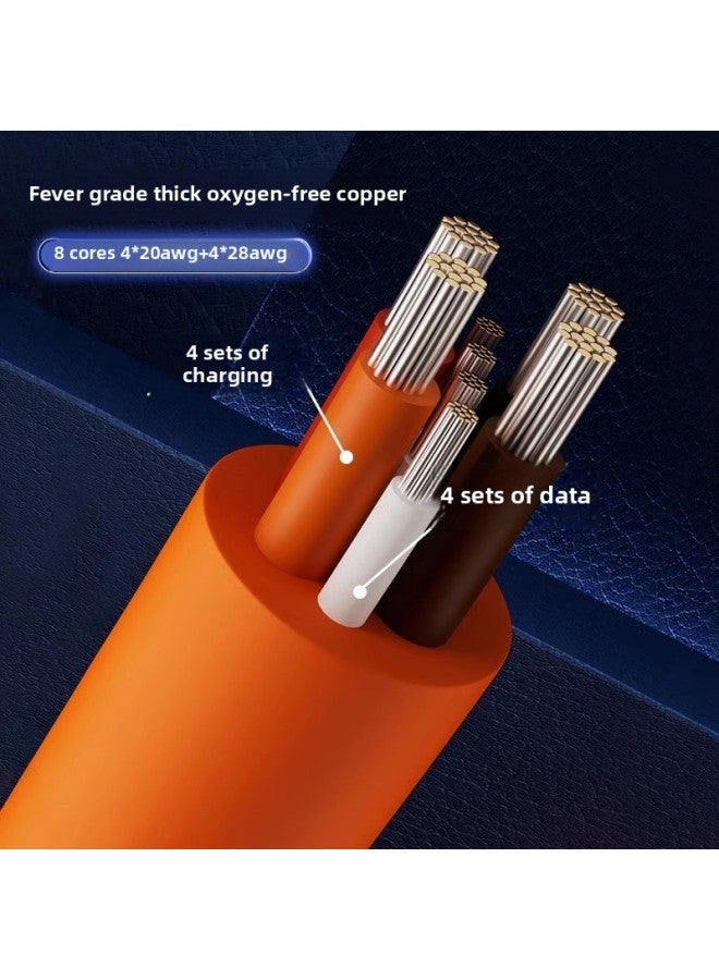 120W Metal Head Rotatable Flash Charging Data Line 6A Fast Charging For Glory Vivo For Xiaomi For Huawei OPPO Mobile Phone-Color:120w Alloy Interface [red Orange] Typec_2 Pack-1.5m  - Image 4
