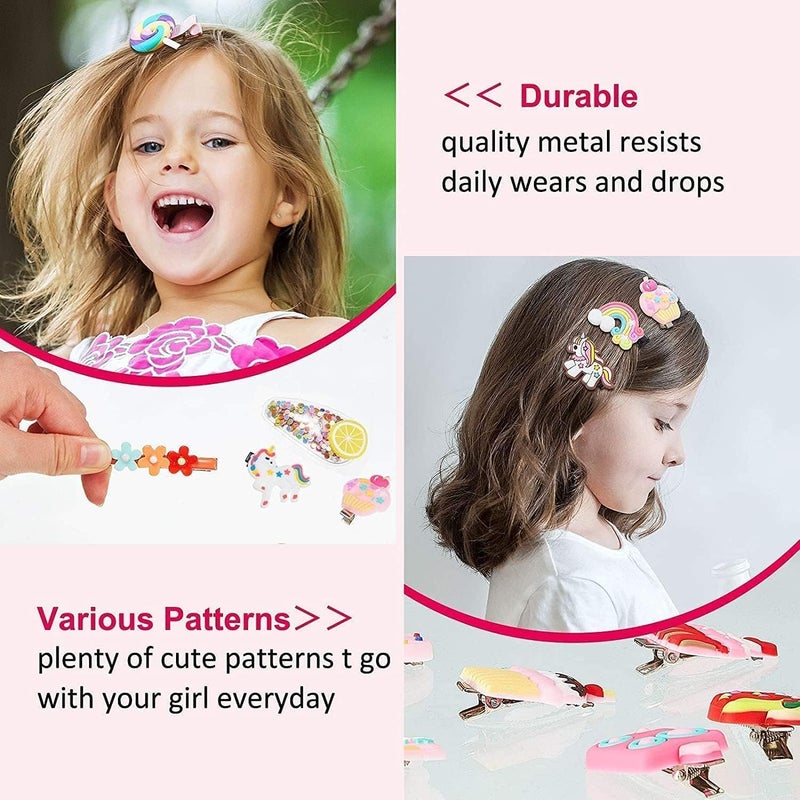 FIgment Hair Clip -Cute Fruit Cartoon Animal Shape Hair Clip Pins Set for Baby Girls, Little Girl Clip Set Hair Stuff Kids Accessory, Flower Candy, Fruits Rainbow, Butterflies for Hairstyles (Pink) - Image 5