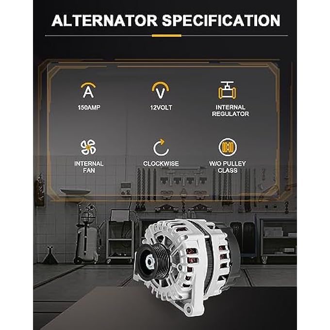 ROADFAR New Alternator Replacement for 2010-2012 for Chevrolet for Equinox,2012-2016 for Chevrolet for Impala,2014-2016 for Chevrolet for Impala Limited,2010-2012 for GMC for Terrain 11932 150 Amp/12 Volt - Image 2