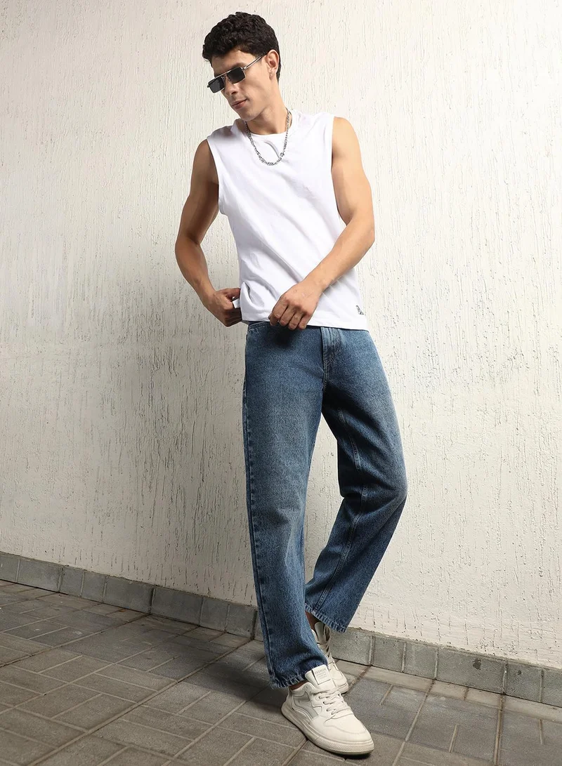 هوبرهولمي جينز رجالي أزرق داكن قطن 1% مطول بقصة واسعة