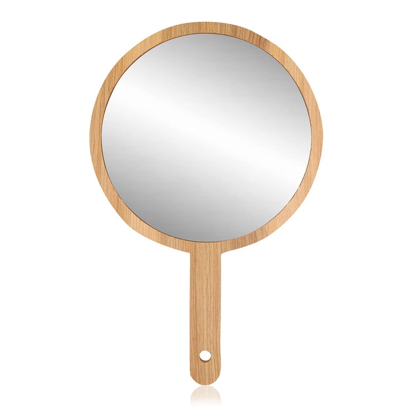Victor Enterprises Wooden Handheld Beauty Makeup Mirror Set of 2 Round Shape 95 inch 15 Inch Salon Mirror Dressing Table Mirror Shaving Mirror and Travel Mirror - Image 2