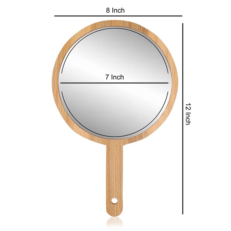 Victor Enterprises Wooden Handheld Beauty Makeup Mirror Set of 2 Round Shape 95 inch 15 Inch Salon Mirror Dressing Table Mirror Shaving Mirror and Travel Mirror - Image 4