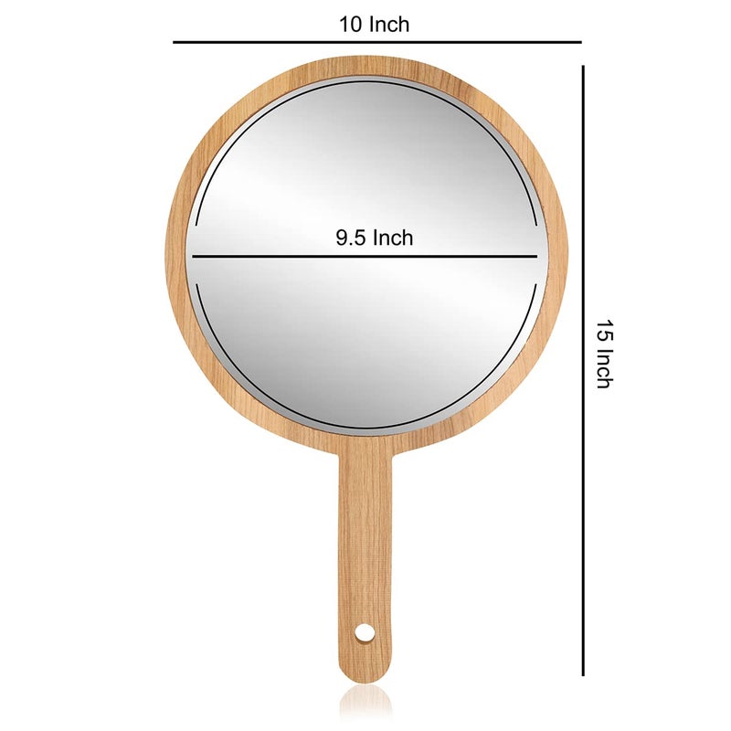 Victor Enterprises Wooden Handheld Beauty Makeup Mirror Set of 2 Round Shape 95 inch 15 Inch Salon Mirror Dressing Table Mirror Shaving Mirror and Travel Mirror - Image 5