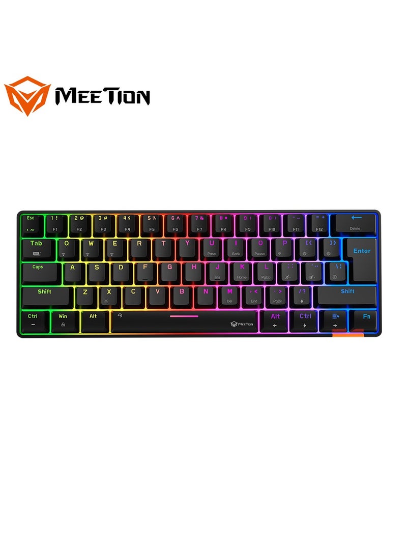 MEETION Dual Mode Bluetooth 60 Gaming Keyboard Ergonomic Design, Double Injection Processing, Mechanical Gaming Keyboard MK005BT Black - Image 1