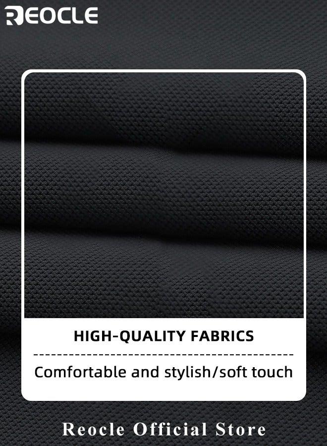 REOCLE Men’s Polo Shirts Short Sleeve Tactical Shirts Performance Athletic Moisture Wicking Golf Shirt Business Casual Ice Silk Lapel Top for Men  - Image 3