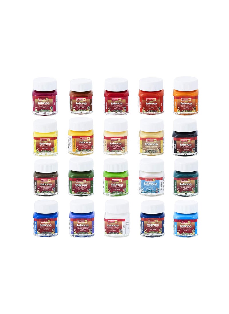 camel Camel Fabrica Acrylic Ultra Pearl And Metallic Colour Set - Pack Of 20 (White) Water Based Glass Color - 10Ml Each, 6 Shades  - Image 3