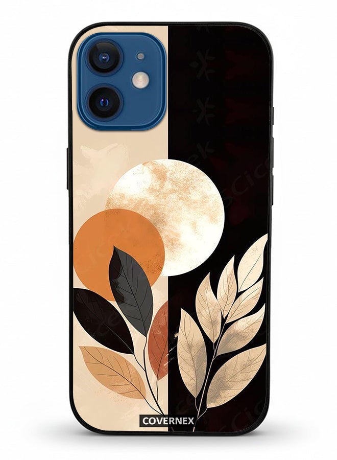 Covernex Apple iPhone 12 Mini Protective Case Cover Printed Featuring Crescent Moon And Leafy - Image 2