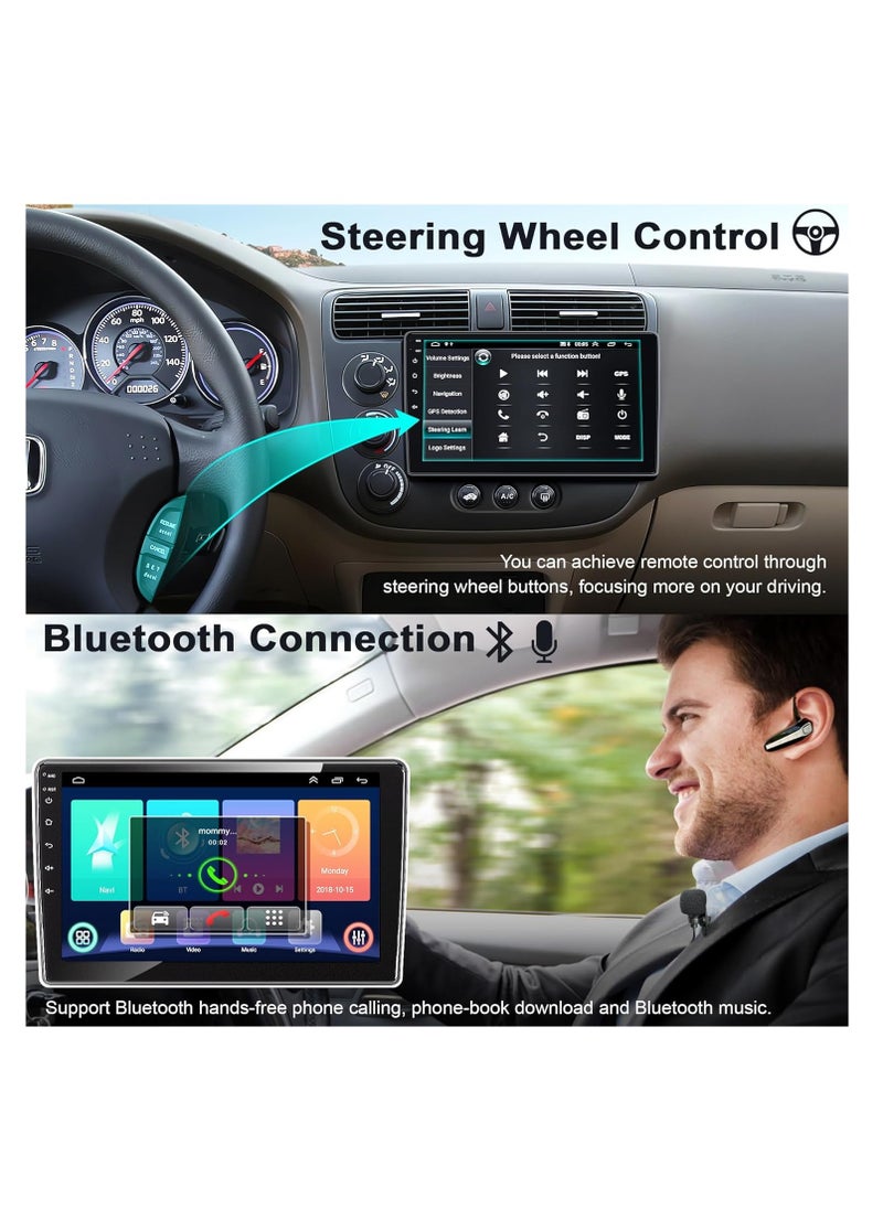 Android Car Radio for Honda Civic 2001-2005, 4+64G IPS Touchscreen Display Stereo with Wireless Carplay&Android Auto, SWC/Bluetooth5.2/GPS/WiFi/FM Radio/HD Backup Camera/HiFi/MIC/UI
