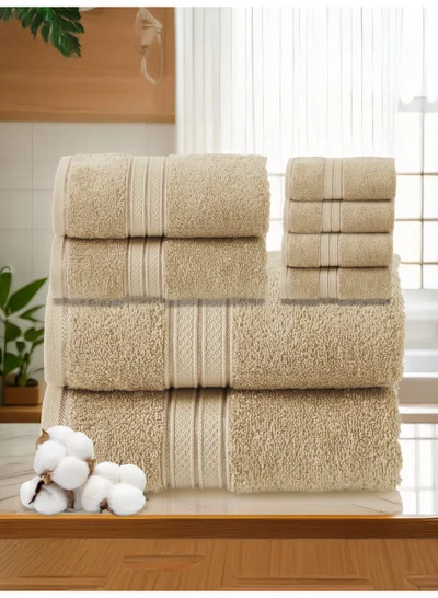 Donetella 8 Pcs Premium Towel Set - 2 Bath Towels, 2 Hand Towels & 4 Washcloths | 100% Combed Cotton 600 GSM | Quick Dry, Ultra-Absorbent, Thick & Plush | Ideal for Bath, Spa, Gym, Hotel & Everyday Luxury