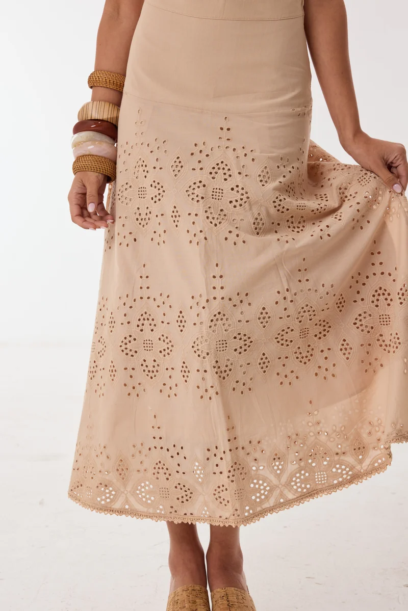 Ashita Fernandes Beige Amina Skirt for Women | Best Price UAE
