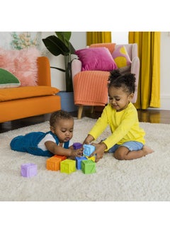 Bright Starts Bright Starts KaledioCubes 9pk Stack & Squeeze Blocks Baby Bath Toys - Play & Learn with Colors, Numbers & Shapes, Ages 3 Months+, Multicolor  - Image 5