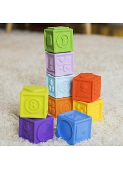 Bright Starts Bright Starts KaledioCubes 9pk Stack & Squeeze Blocks Baby Bath Toys - Play & Learn with Colors, Numbers & Shapes, Ages 3 Months+, Multicolor  - Image 4