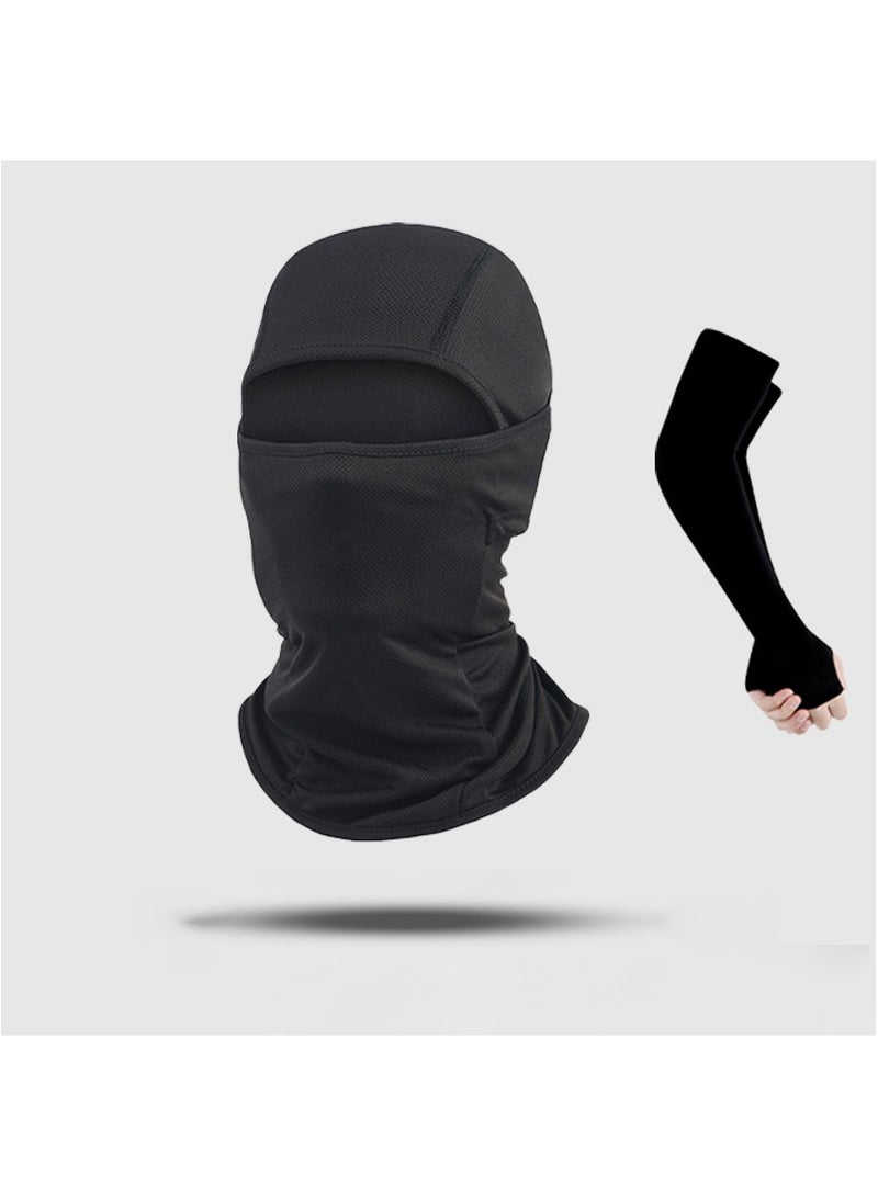 Cycling Face Mask, Outdoor Sports, Windproof And Sun Protection, Breathable Full Face Mask, One Balaclava Hat+A Pair Of Sun Protection Arm Sleeves - Image 1
