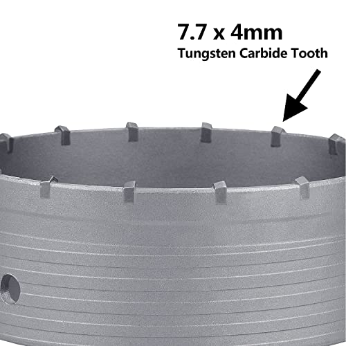GUICGOC 160mm / 6.3 inch Concrete Hole Saw with 220mm SDS Plus Shank Connecting Rod, Tungsten Carbide Teeth (7.7mm x 4mm) Cement Hole Saw for Concrete Cement Brick Wall Stone (160mm (6.3 inch) - Image 4