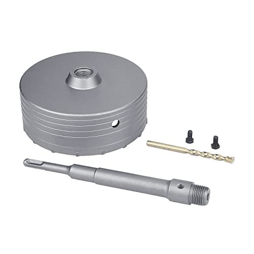GUICGOC 160mm / 6.3 inch Concrete Hole Saw with 220mm SDS Plus Shank Connecting Rod, Tungsten Carbide Teeth (7.7mm x 4mm) Cement Hole Saw for Concrete Cement Brick Wall Stone (160mm (6.3 inch) - Image 5