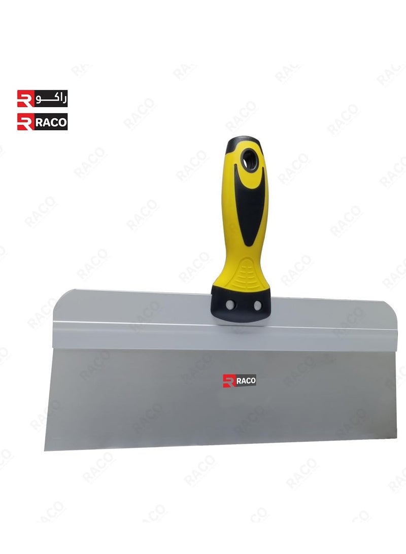 RACO RACO 12-Inch Putty Scraper with Soft Grip Handle | Stainless Steel Drywall Taping Knife, Yellow Handle for Drywall Repair  - Image 2