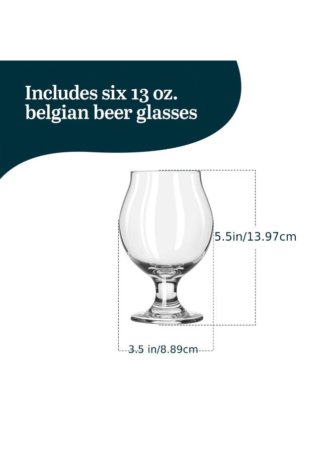Craft Brews Classic Belgian Beer Glasses, Dishwasher Safe Beer Glasses 370ml Set of 6 for Belgian Ale, Tulip Beer Glasses - Image 2