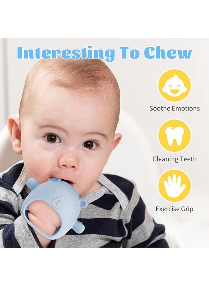 Bebiland Silicone Teething Mitten with Cute Bear Shape, BPA-Free and Anti-Drop Teether Toy for Baby Soothing Teething Pain Relief, Blue  - Image 4