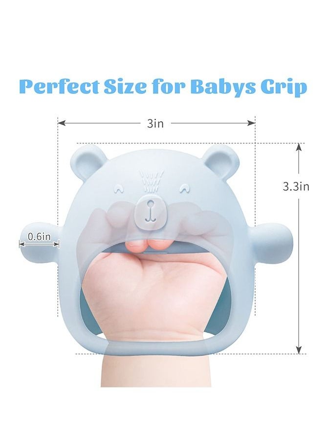 Bebiland Silicone Teething Mitten with Cute Bear Shape, BPA-Free and Anti-Drop Teether Toy for Baby Soothing Teething Pain Relief, Blue  - Image 2