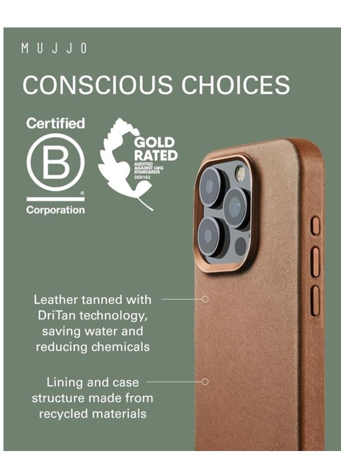 موجو آيفون 16 برو مع جراب جلدي كامل باللون البني الداكن مع ماج سيف. مصنوع من جلد فاخر، يجمع هذا الجراب الفاخر بين الأناقة والمتانة، مما يوفر مظهرًا أنيقًا ومتطورًا مع توفير حماية فائقة. - Image 3