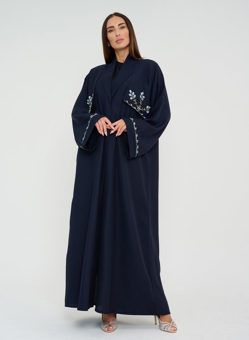 Rosette Abaya Open abaya with hand Embroidery Jacket Style  - Image 4