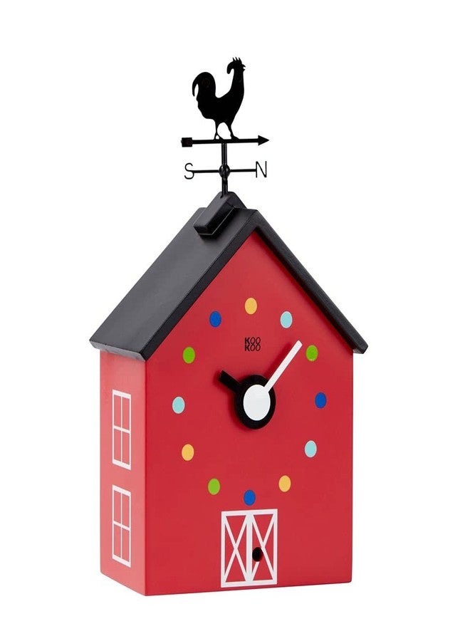 KOOKOO Red Barn Small, Farmhouse Clock with 12 Animal Sounds, a Rooster and a Rotating weathervane - Image 3