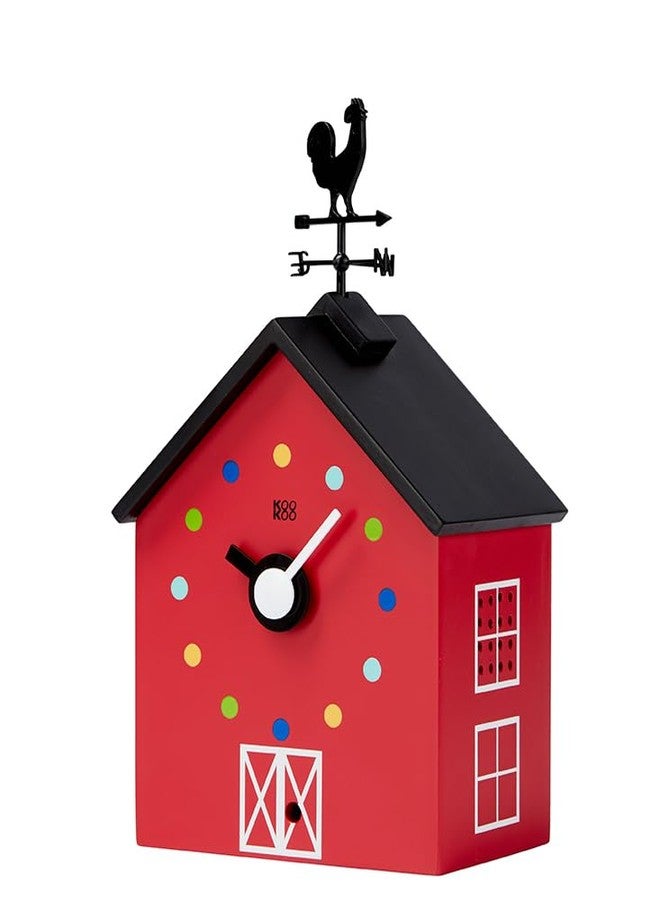 KOOKOO Red Barn Small, Farmhouse Clock with 12 Animal Sounds, a Rooster and a Rotating weathervane - Image 4
