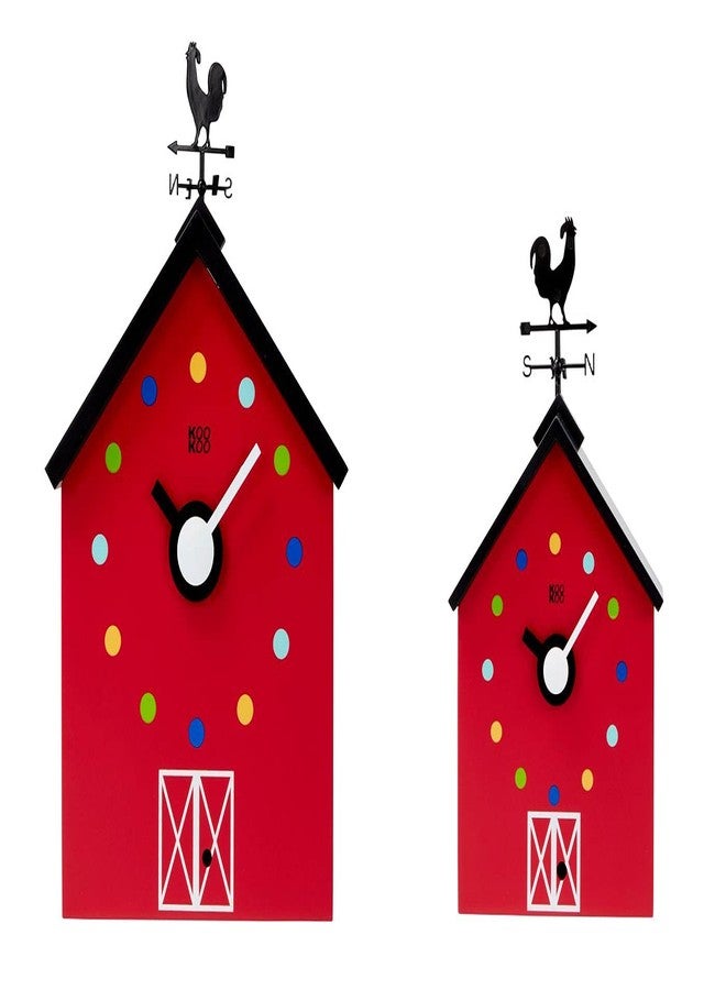 KOOKOO Red Barn Small, Farmhouse Clock with 12 Animal Sounds, a Rooster and a Rotating weathervane - Image 5