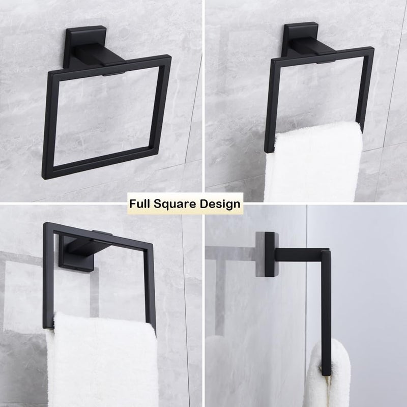 kimzcn Matte Black Hand Towel Holder for Bathroom SUS 304 Stainless Steel Towel Ring Simple Square Towel Hanger Heavy Duty Hand Towel Racks Wall Mount - Image 3