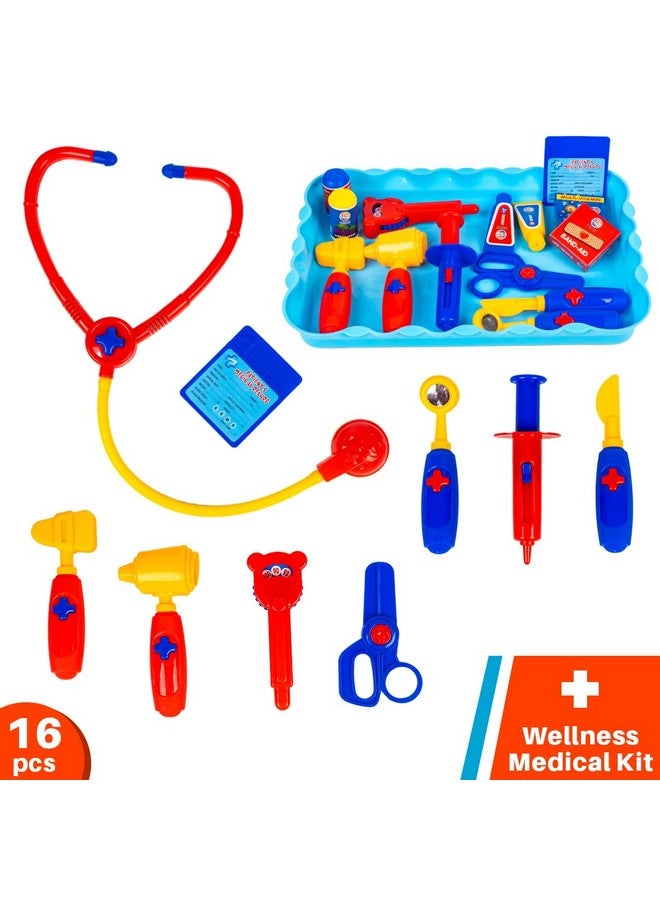 راتاناز مجموعة راتنا الطبية للعافية مع ١٥ أداة طبية وملحقاتها | مجموعة لعب الطبيب التظاهري | مجموعة ألعاب مثالية للأطفال من عمر سنتين فما فوق - Image 2