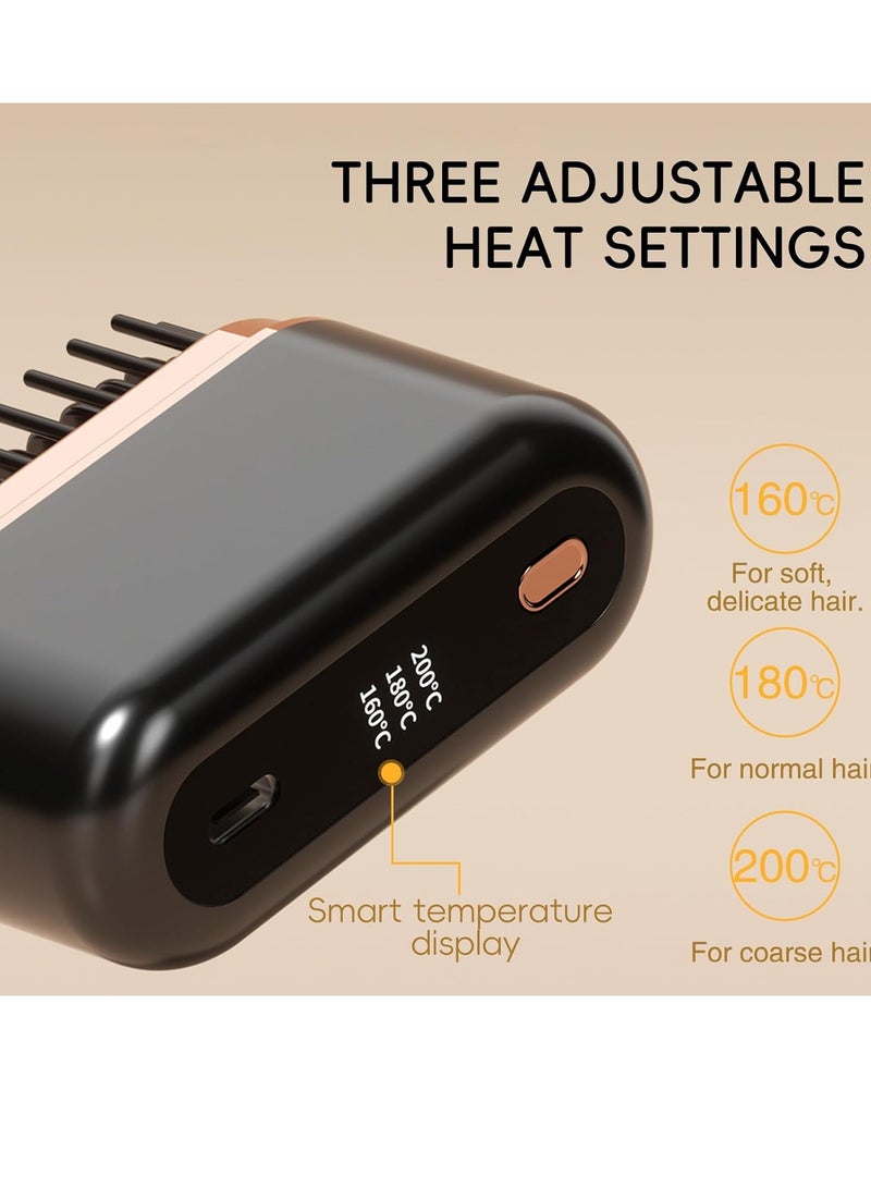 GUDOO مشط فرد شعر صغير، فرشاة فرد شعر لاسلكية، مشط تصفيف شعر محمول بالأيونات السالبة للاستخدام المنزلي والسفر والاستخدام في الهواء الطلق - Image 2