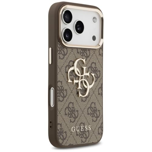 CG MOBILE Guess [Official Licensed] Protective Case Designed for iPhone 17 Pro | 4G Pu Leather Case with Big 4G & Classic Logo & Gold Metal Camera Frame - Brown - Image 4