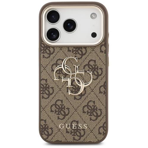 CG MOBILE Guess [Official Licensed] Protective Case Designed for iPhone 17 Pro | 4G Pu Leather Case with Big 4G & Classic Logo & Gold Metal Camera Frame - Brown - Image 3