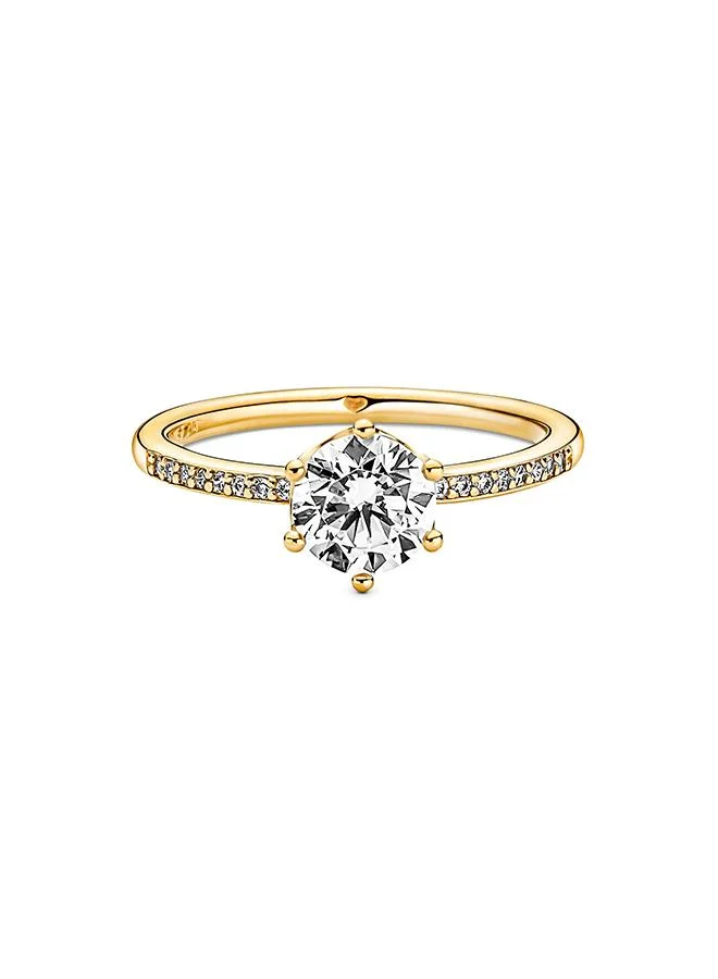 باندورا Clear Sparkling Crown Solitaire Ring