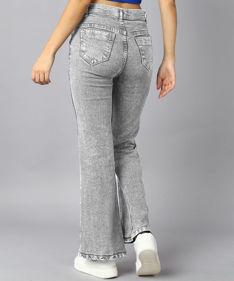 Nifty Women's Flared High Rise Boot Cut Jeans, Light Grey, 28 - Image 5