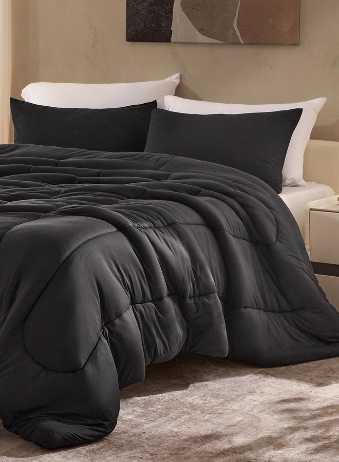 SLEEP ZONE Bedding Set for King Size, 3 Pieces Comforter Sets for Family, Bedroom, Guestroom, Super Soft and Skin Friendly for Adults and Children, Washable (Black, King) - Image 2