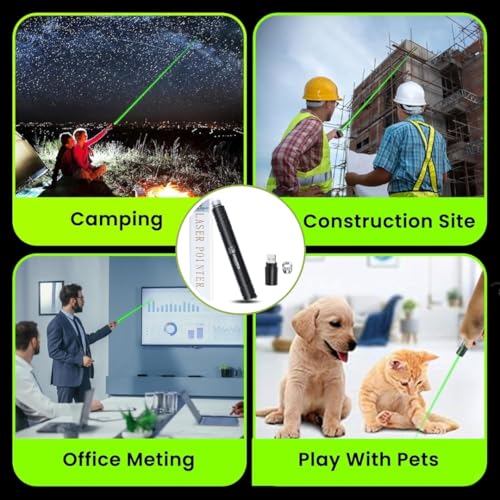 COOLCOLD Laser Light | USB Rechargeable Green, Laser Pointer | Long Range, Laser Light Powerful | for Party, Disco Adjustable Mode, 2000m Handheld Laser Pen, Suitable for Camping(Green, Pack-2) - Image 2