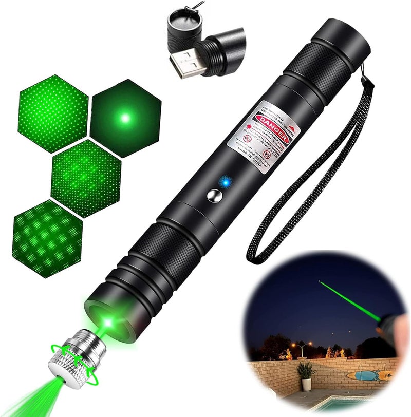 COOLCOLD Laser Light | USB Rechargeable Green, Laser Pointer | Long Range, Laser Light Powerful | for Party, Disco Adjustable Mode, 2000m Handheld Laser Pen, Suitable for Camping(Green, Pack-2) - Image 1