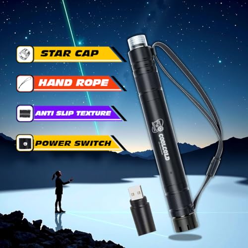 COOLCOLD Laser Light | USB Rechargeable Green, Laser Pointer | Long Range, Laser Light Powerful | for Party, Disco Adjustable Mode, 2000m Handheld Laser Pen, Suitable for Camping(Green, Pack-2) - Image 3
