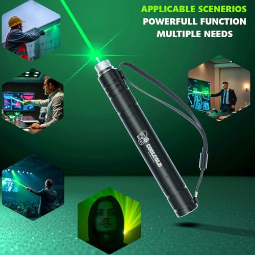 COOLCOLD Laser Light | USB Rechargeable Green, Laser Pointer | Long Range, Laser Light Powerful | for Party, Disco Adjustable Mode, 2000m Handheld Laser Pen, Suitable for Camping(Green, Pack-2) - Image 4