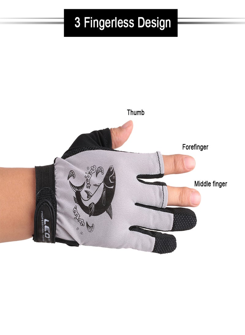 LEO 1 Pair 3 Fingerless Fishing Gloves Breathable Quick Drying Anti-slip Fishing Gloves Outdoor Sports Cycling Camping Running - Image 5