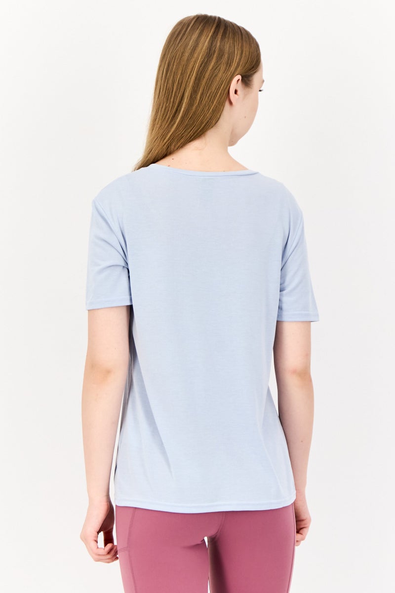 SKECHERS Women Sportswear Fit Short Sleeve Training Tops, Light Blue - Image 3