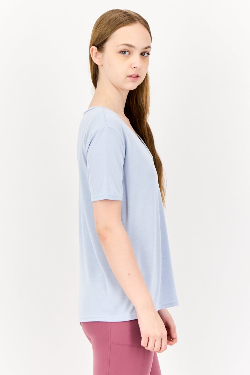 SKECHERS Women Sportswear Fit Short Sleeve Training Tops, Light Blue - Image 4