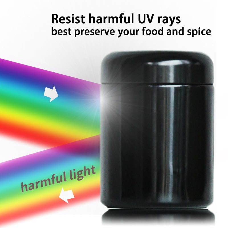 Matoolser Black Glass Storage Container Jar 250ml Half Oz with UV Protection for Spice Coffee - Image 2