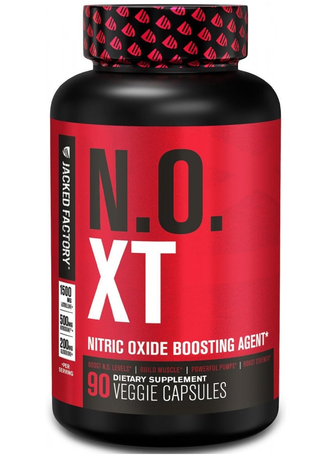 Jacked Factory - N.O. XT Nitric Oxide Supplement with Nitrosigine L Arginine & L Citrulline for Muscle Growth, Pumps, Vascularity, & Energy - Extra Strength Pre Workout N.O. Booster & Muscle Builder - 90 Veggie Pills - Image 1